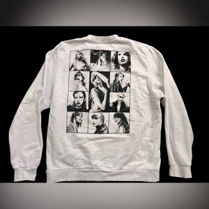 Taylor Swift The Eras Tour White Crewneck Sweatshirt Size L TTPD Official Merch